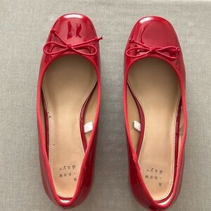 A new day Red Patent Leather Shoes w/ Bow